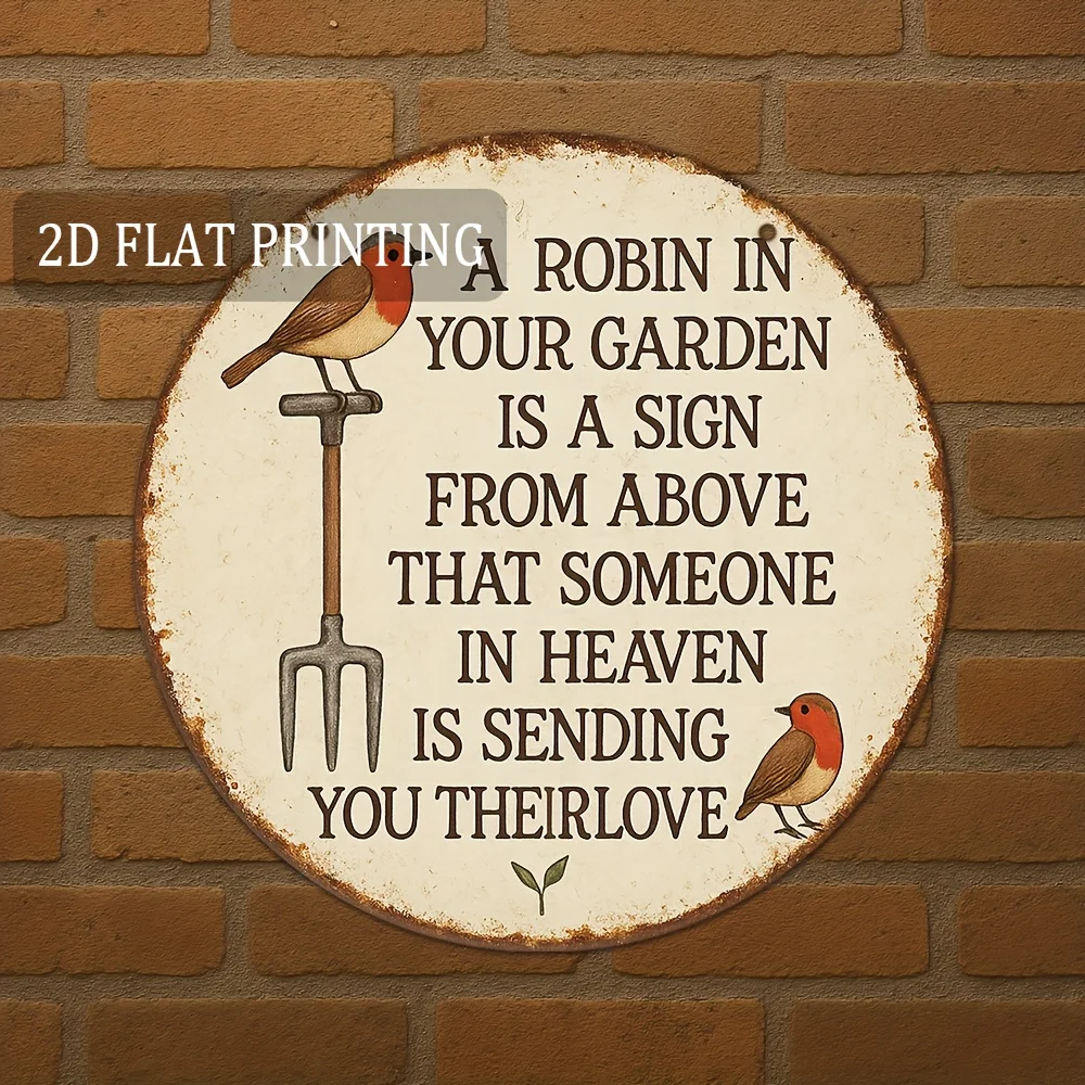 2D Flat, 1pc 20.32 cm Round Aluminum Metal Sign - Memorial Garden Wall Decor with 