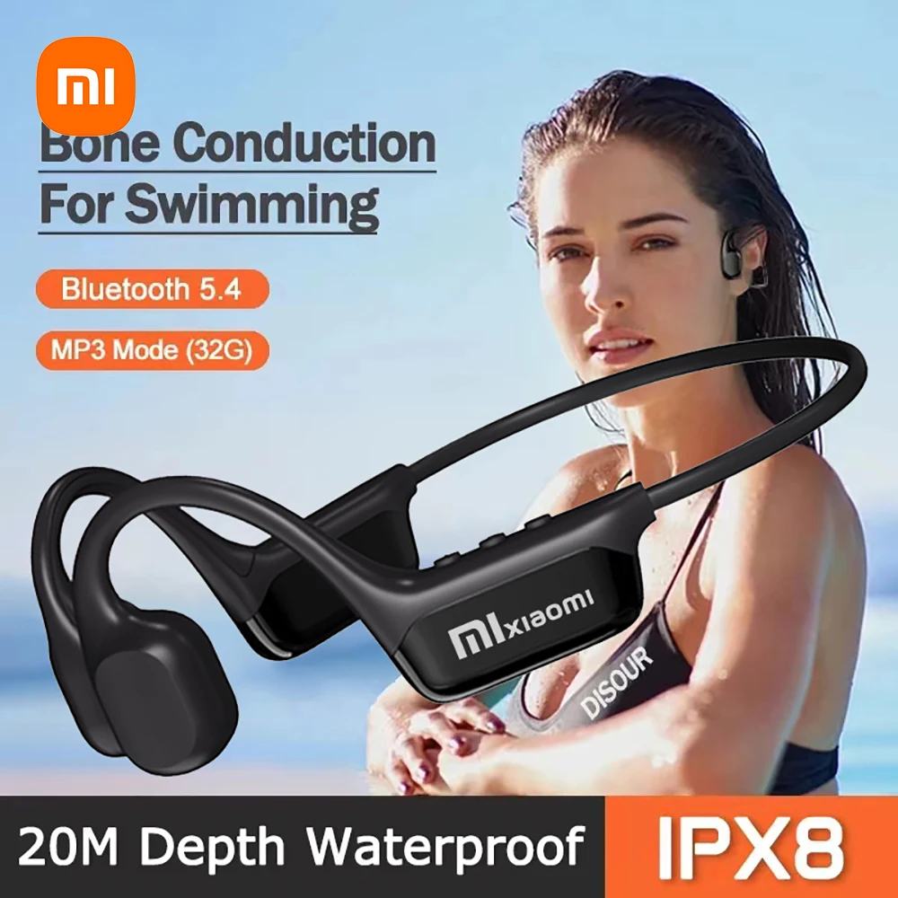 Xiaomi IPX8 Waterproof Swimming Bone Conduction Headphone Bluetooth Bass Wireless Headset MP3 Player Cycling Fitness Earphone