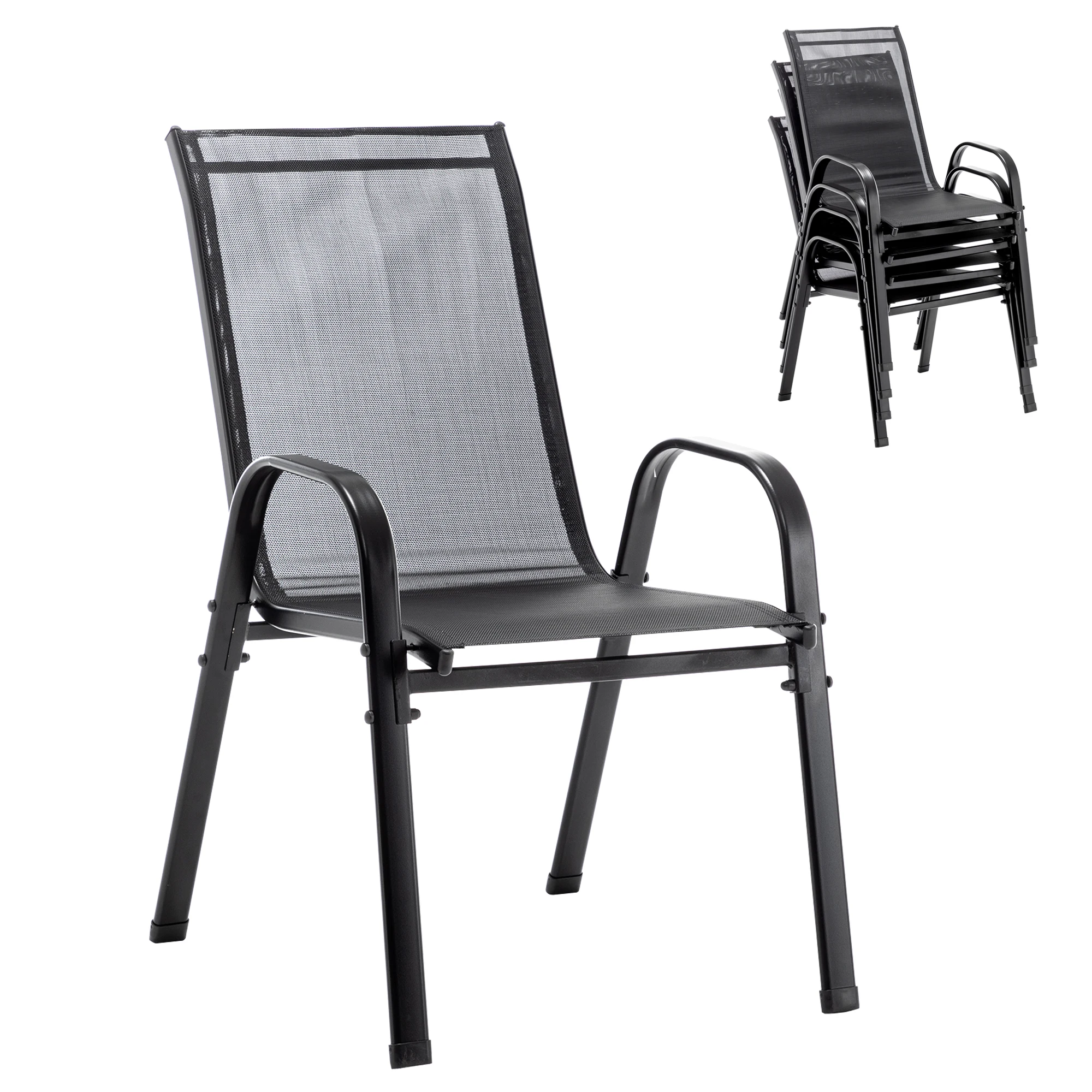 Ensemble de 4 meubles de jardin chaises de jardin chaise longue empilable