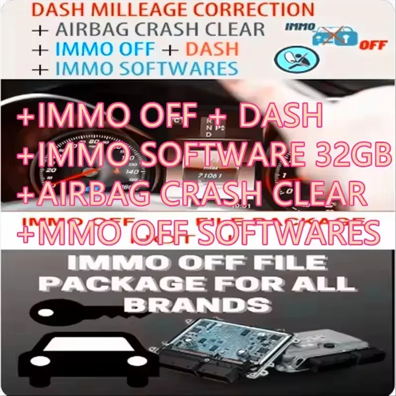 IMMO OFF + DASH + IMMO SOFTWARE 32GB + AIRBAG CRASH CLEAR + MMO OFF SOFTWARES FILE PACKAGE Immo Airbag DASH MILLEAGE CORRECTION