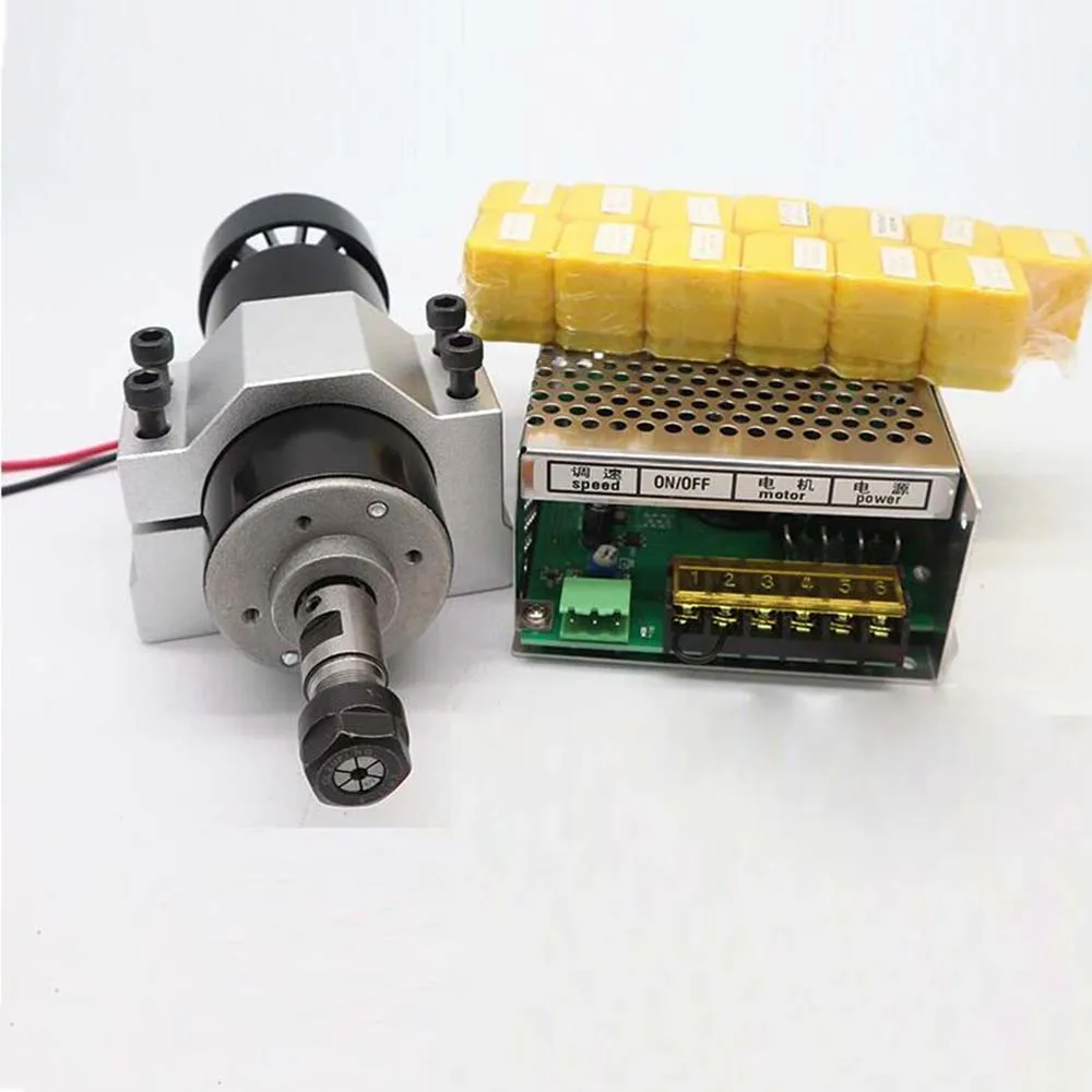 DC 500 W luftgekühlte Spindel DC-Fräsmotor und Geschwindigkeitswandler und 52 mm Klemme und 13 Stück ER11 Spannzange für DIY-Gravur CNC Image