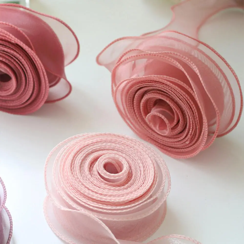 10Yards/Rolle transparenter Chiffon 40m Band Organza Satin Bänder für Geschenk verpackung Dekoration Hochzeits sträuße Kranz Näh zubehör Image