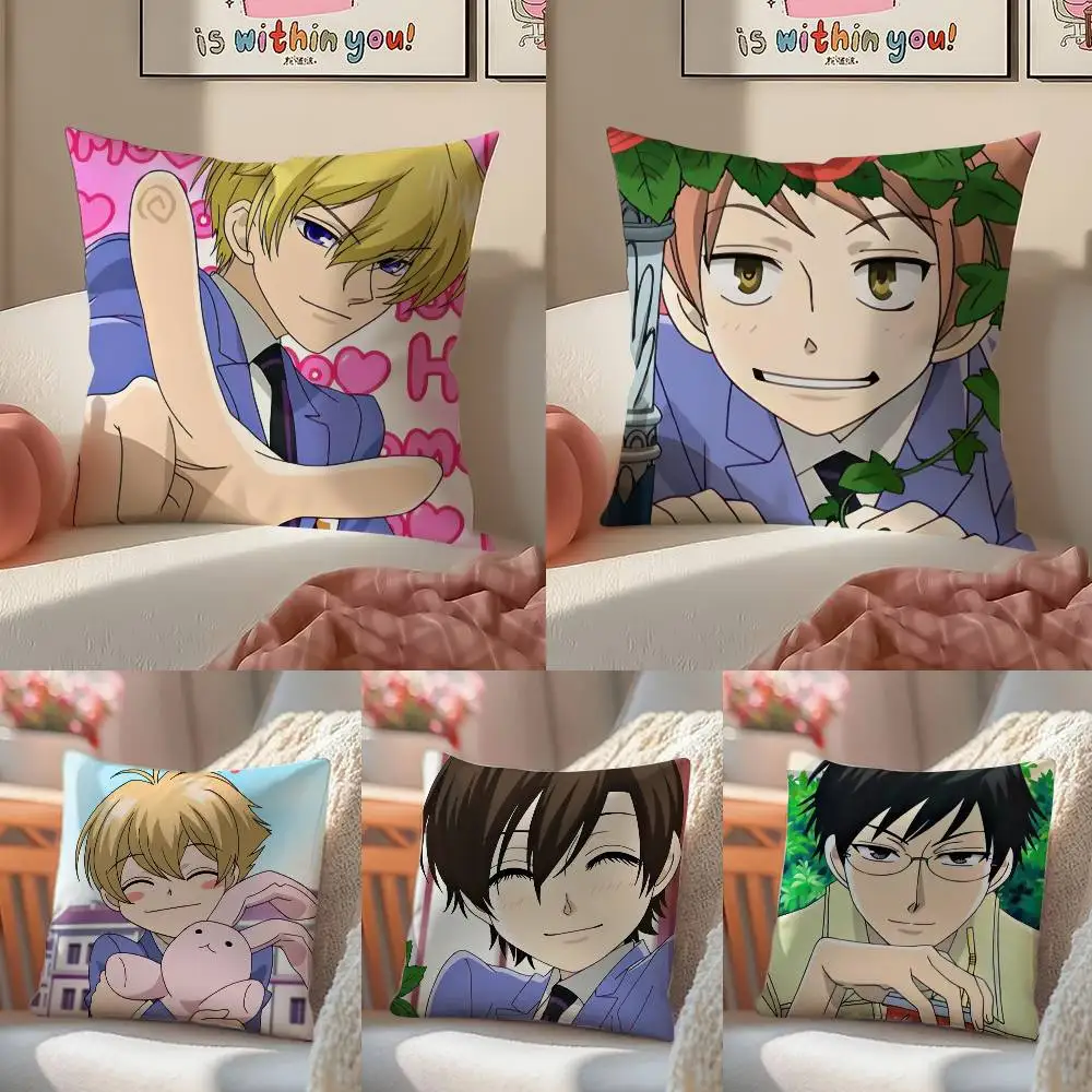 O-Ouran High School Host Club Kissenbezug, Anti-Dustmite-Kissenbezug, unsichtbarer Reißverschluss, seidiger Sofakissenbezug Image