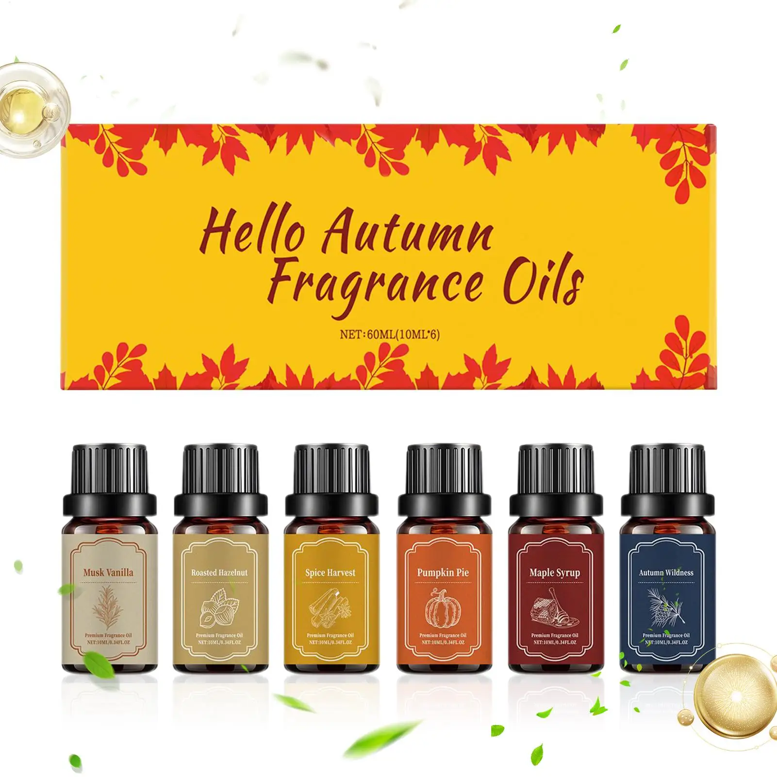 Neue 10 ml Herbstdüfte für die Kerzenherstellung, 6 Stück, gemütlicher Duft, Herbstduft-Diffusoröle für Luftreiniger, Kerzenherstellung, Wohnen Image