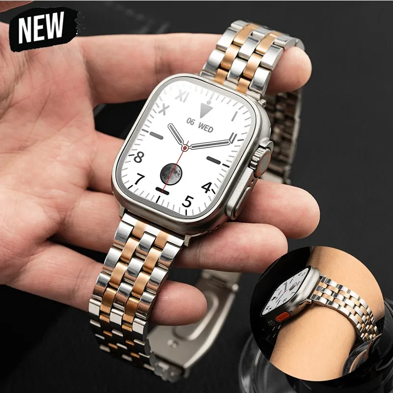 Metall-Edelstahlarmband für Apple Watch Band Ultra 3/2/1 49 mm 46 42 45 44 40 41 mm Armband Iwatch Series11 10 9 8 7 6 SE 5 Image