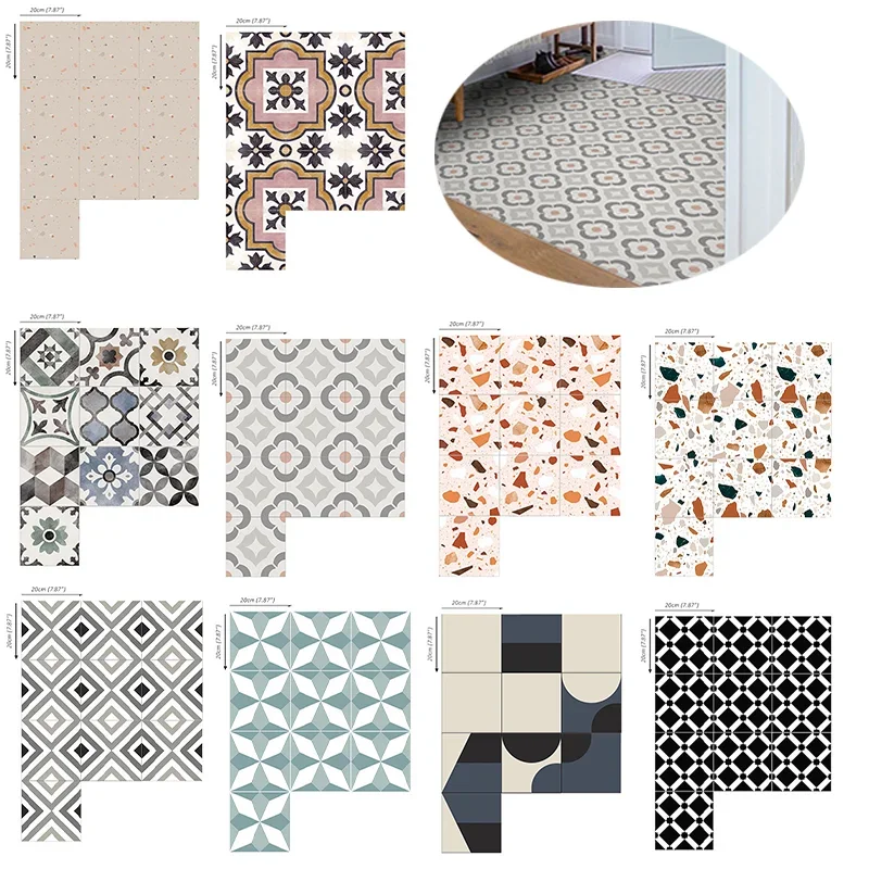 20PCS Mosaik Wand Aufkleber Selbst-klebe Wasserdichte Anti-slip Nachahmung Fliesen Aufkleber Badezimmer Küche Home Dekoration Aufkleber