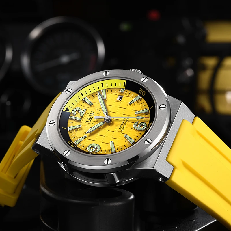 I&W Hochwertige Automatikuhr Japan MIYOTA Uhrwerk Uhren für Herren Saphir Leuchtendes Silikon 5bar Wasserdicht Montres Hommes Image