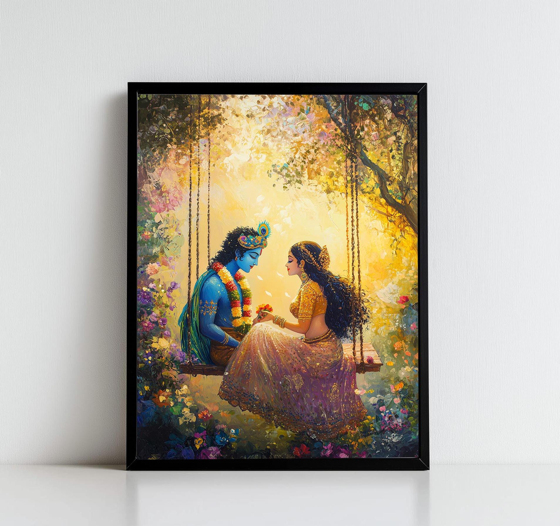 Krishna Art, Krishna e Radha, Radha Krishna, Krishna Painting, Dio indù, Arte murale del dio indù, Dio indiano, Stampa digitale di Krishna