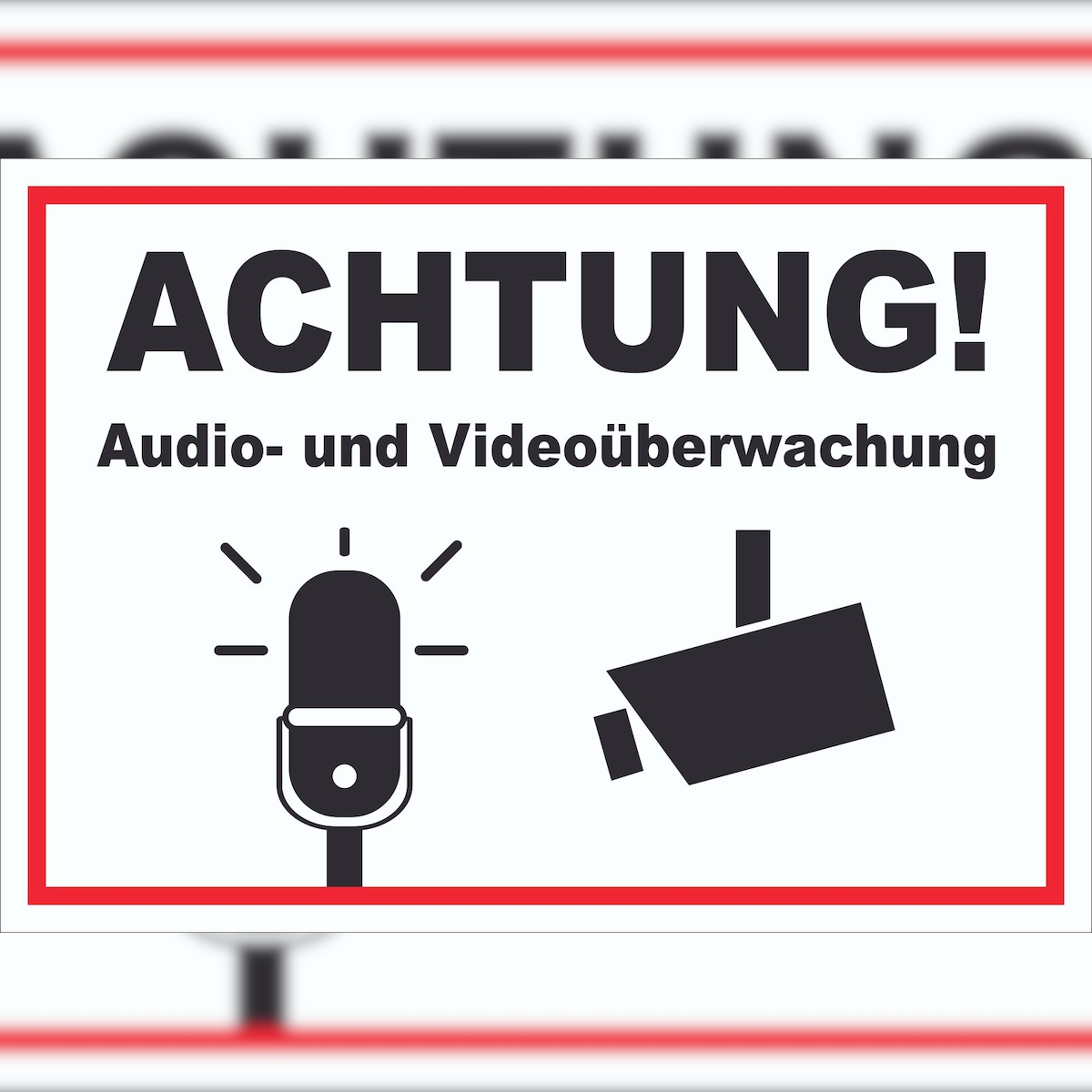HB-Druck Achtung Audio- und Videoüberwachung Schild A3 Rückseite selbstklebend Image