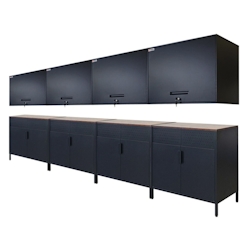 PROREGAL Mega Deal 4x Flügeltürenschrank LION + 4x Wandschrank ELEPHANT abschließbar BxT 80x40cm Stahl mit Pulverbeschichtung Vintagebraun/Schwarz Image