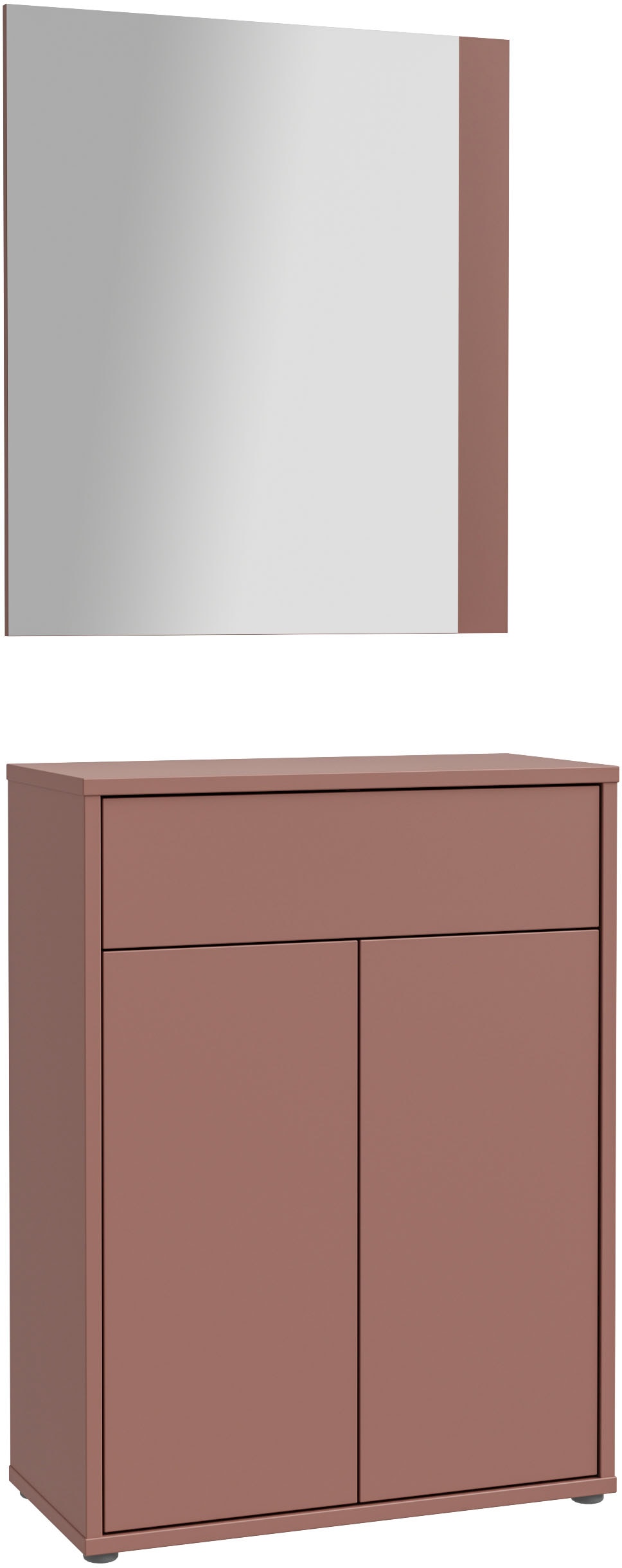 Garderoben-Set FORTE "Alice-Springs", orange (terracotta), B:74,5cm H:200cm T:34,9cm, Spanplatte, Kastenmöbel-Sets, Kompaktgarderobe, Terracotta, Grifflos, Push to Open