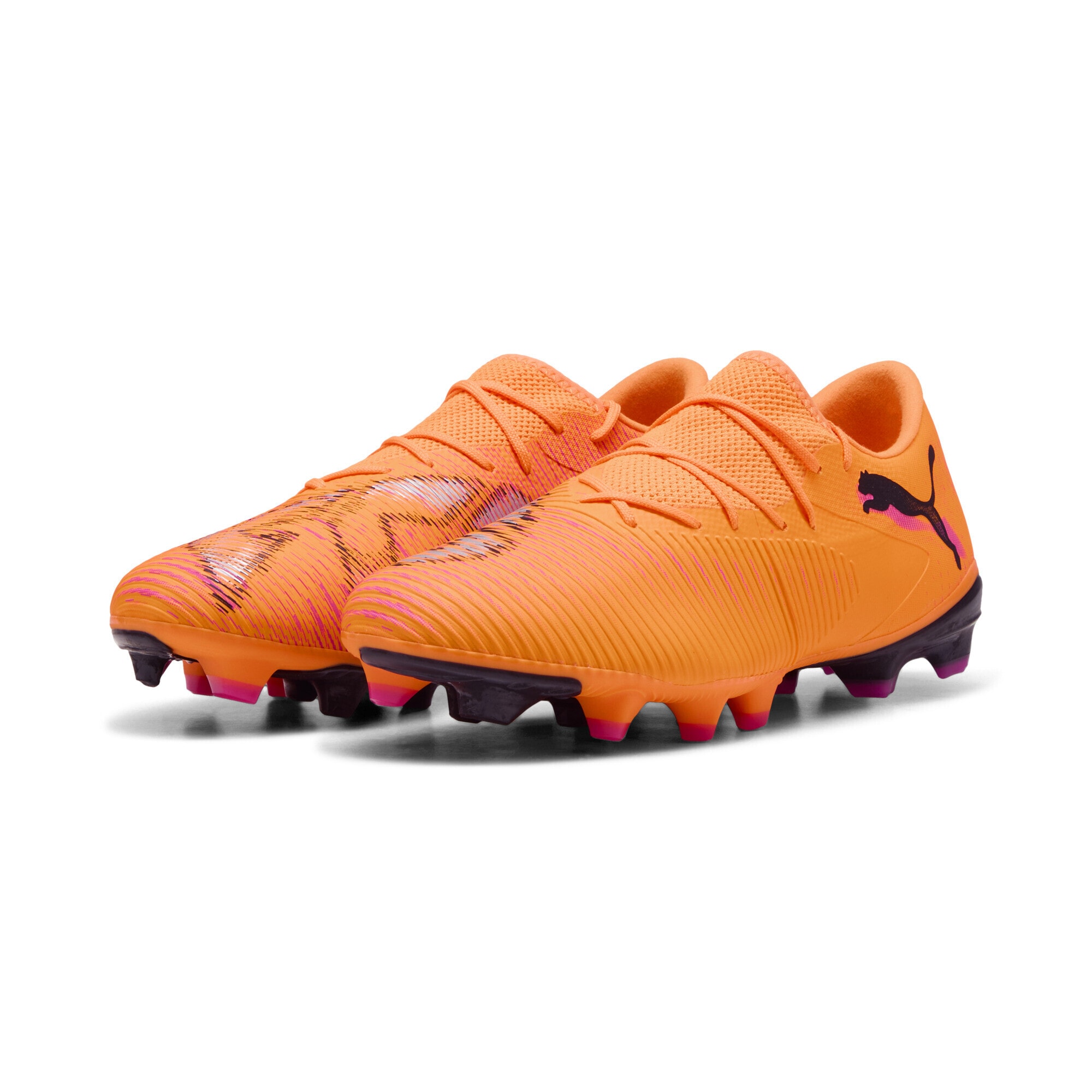 Fußballschuh PUMA "FUTURE 8 MATCH FG/AG Low Fußballschuhe Erwachsene", Herren, Gr. 45, heat fire schwarz ravish orange pink, Obermaterial: Synthetik, Textil; Futter: Synthetik, Textil; Innensohle: Textil; Laufsohle: Synthetik, Schuhe Fußballschuh