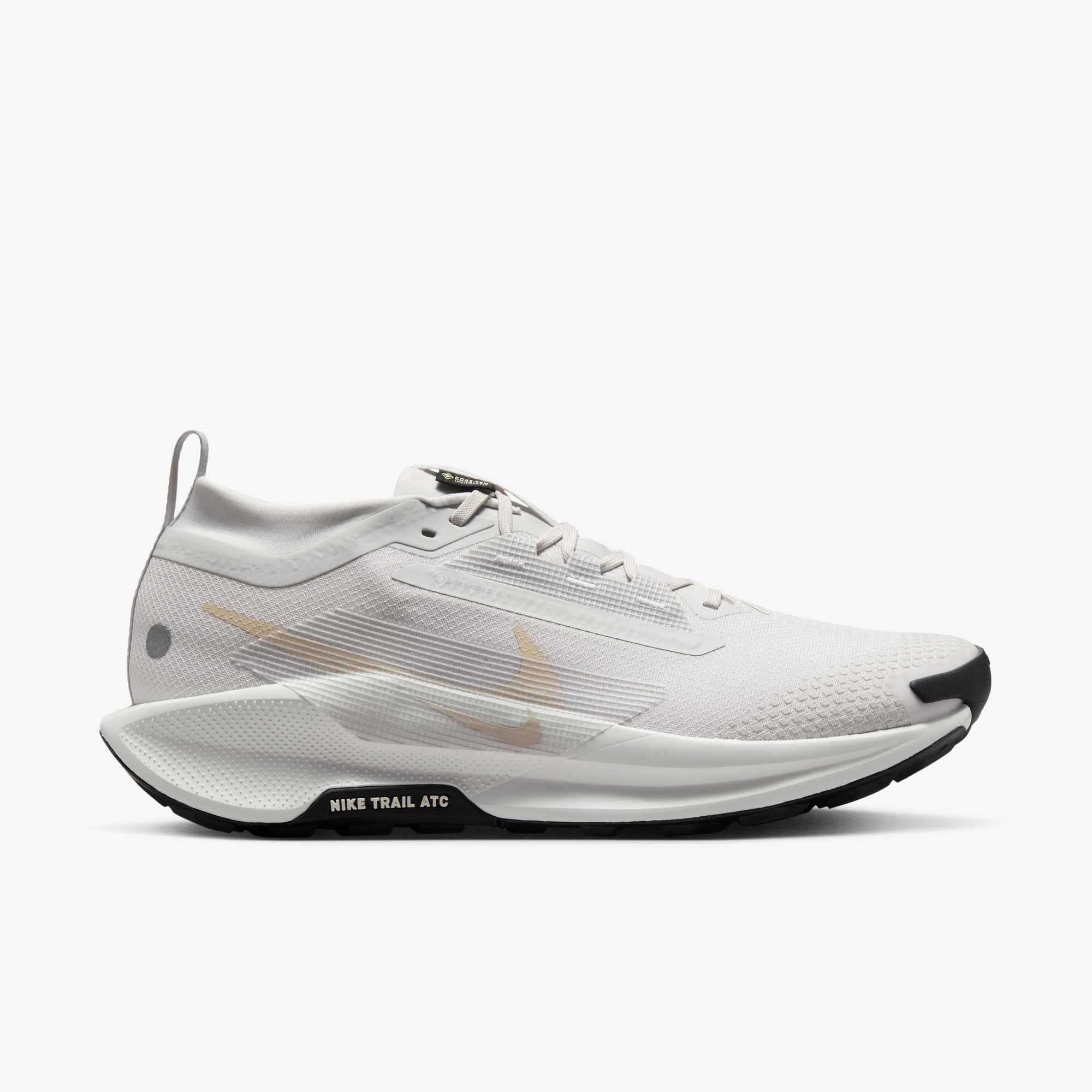 Laufschuh NIKE "NIKE PEGASUS TRAIL 5 GTX", Herren, Gr. 45,5, vast grau, sanddrift, summit weiß, schwarz, Synthetik, Textil, Schuhe Laufschuh, wasserdicht