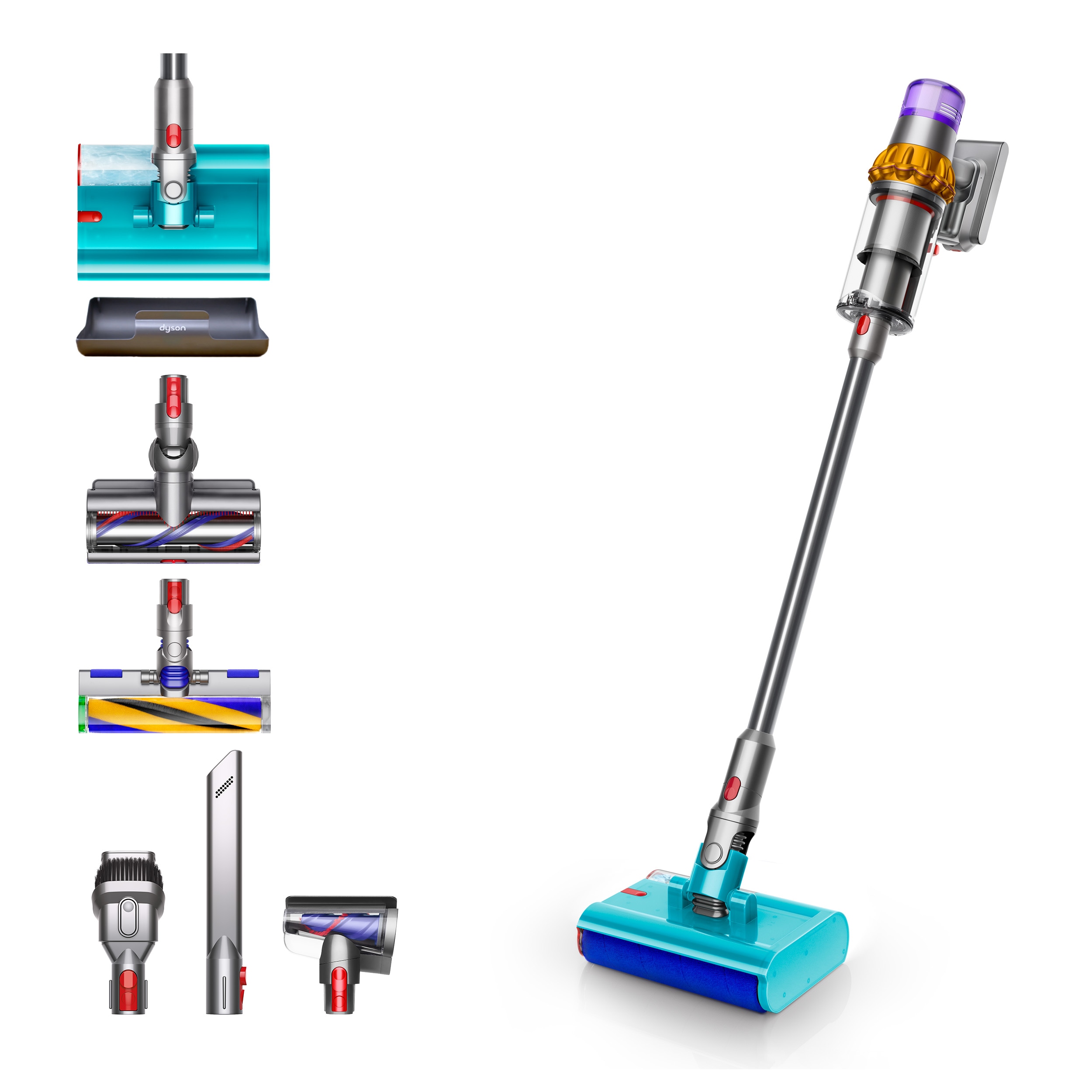 DYSON Nass-Trocken-Sauger "V15s Detect Submarine™", nickel satin gelb, glanz nickel, B:25,3cm H:124,6cm T:26,6cm, Mehrzwecksauger, Bis zu 60 Minuten Laufzeit inkl. austauschbarem Akku, Topseller