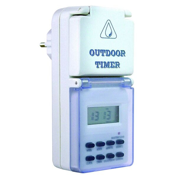 as-Schwabe Digitale Steckdosen-Wochen-Zeitschaltuhr Outdoor in weiß weiß Image