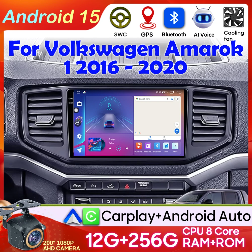 Android 15 Carplay Auto pour Volkswagen Amarok 1 2016 - 2020 autoradio multimédia lecteur vidéo Navigation GPS pas 2Din vidéo Wifi