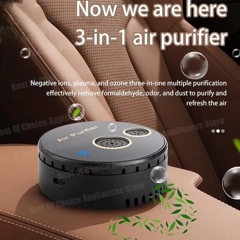 3-in-1 Mini Luftreiniger mit Negativionen-Ozon-Generator PM 2.5 Pollen Haare Staub Rauch Luftionisator Luftreiniger für den Haushalt Image