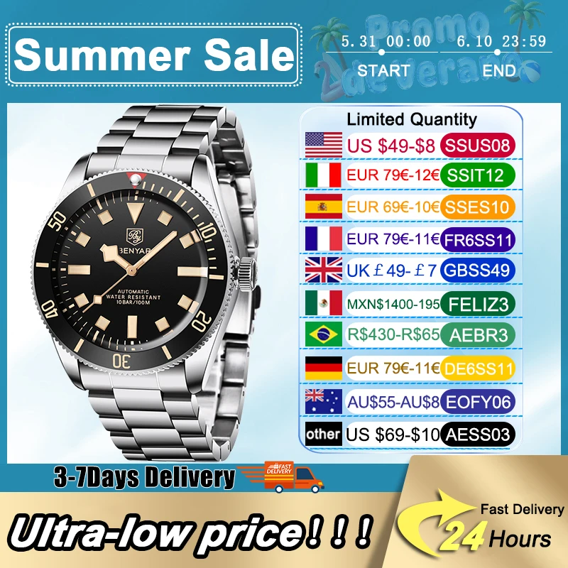 2026 Neue BENYAR Herren Luxus Automatikuhren Mechanische Business Wasserdichte Armbanduhr für Männer Sport Leuchtende Herren Armbanduhr Image