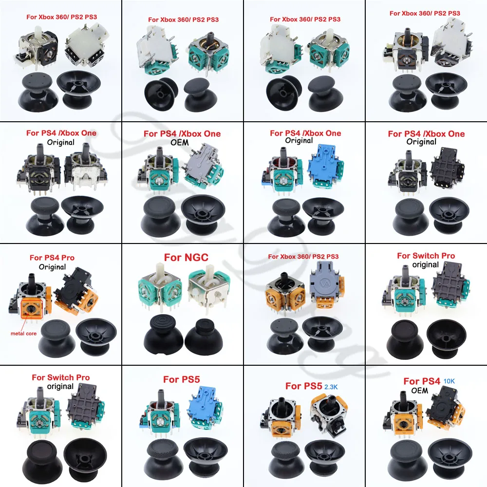 1Set = 4 stücke Für PS2 PS3 Xbox360 Controller 3D Joystick Analog Sensor & caps Gamepad Zubehör Für PS4 Xbox One PS5 Schalter NGC Image