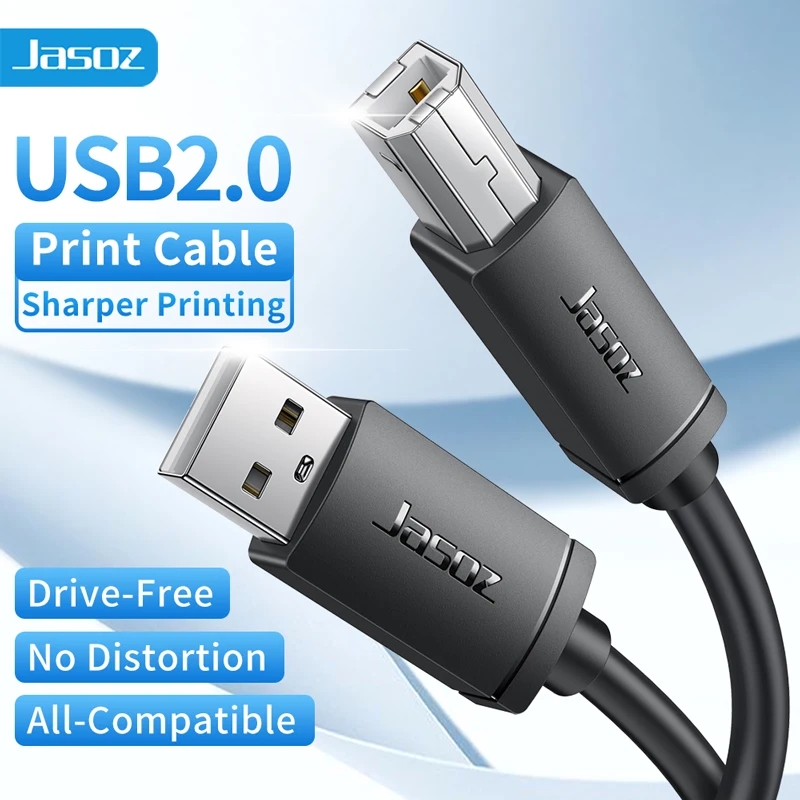 Jasoz USB B auf USB A Druckerkabel Hochgeschwindigkeits-USB 2.0 Typ A auf B-Stecker für Canon Epson HP ZJiang Etikettendruckerkabel 10 m Image