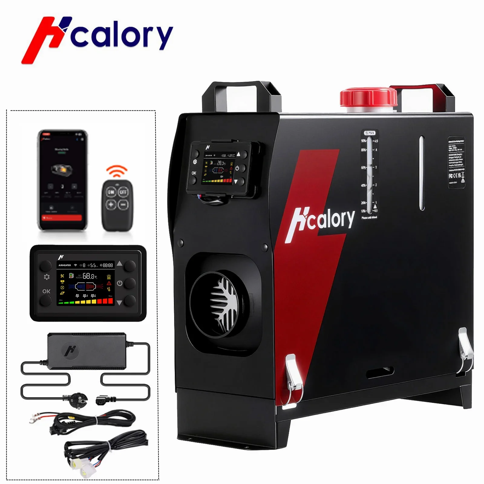Hcalory Parkheizung mit AC-Adapter, 12 V/24 V, Zusatzheizung, Diesel, All-in-One, 8 kW Luft-Diesel-Heizung für Zuhause und unterwegs