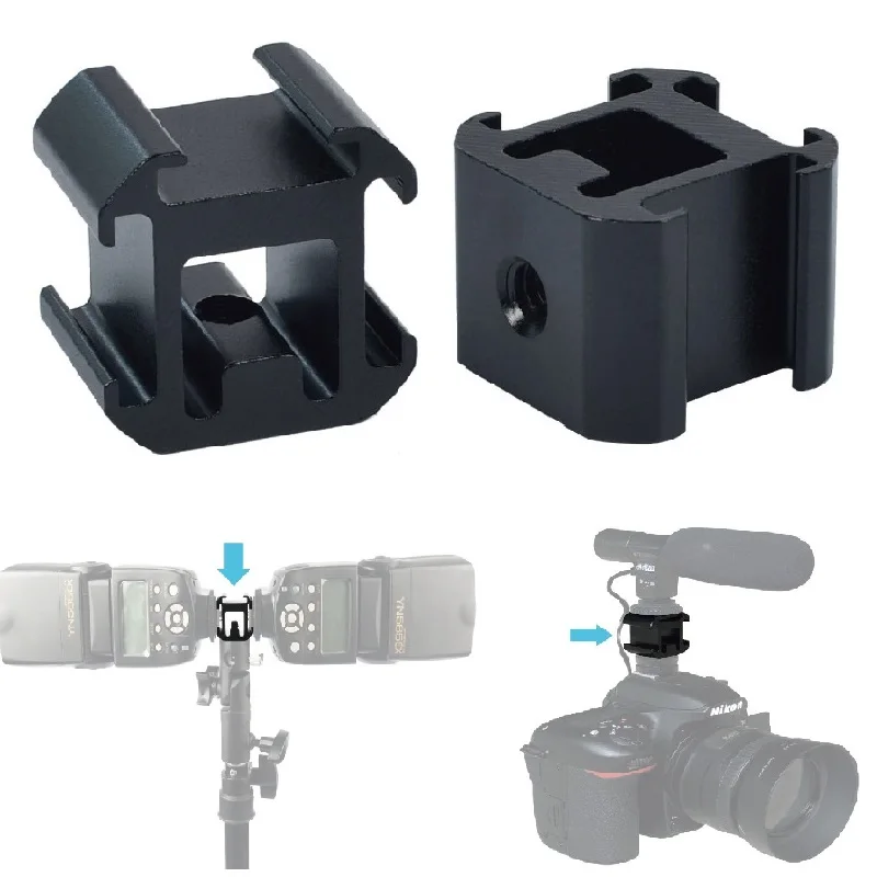 1PC Triple Cold Shoe Mount Adapter – 3-in-1-Verlängerungshalterung für Kameramikrofon, LED-Licht, Action-Kamera-Zubehör Image