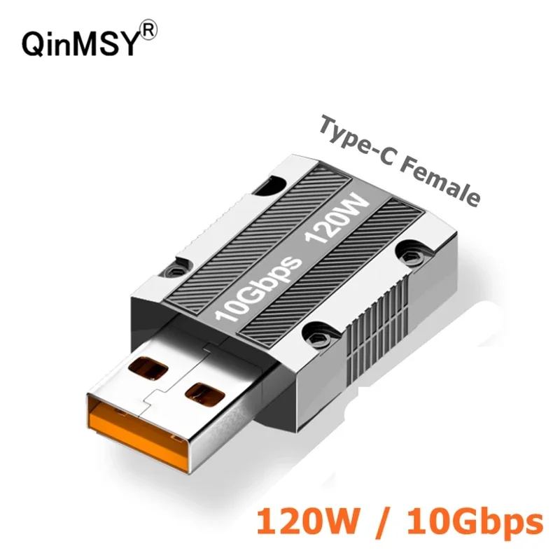 USB A auf USB Typ C Adapter männlich USB 3.2 auf weiblich Typ C 120 W superschnelles Laden 10 Gbit/s Hochgeschwindigkeitsübertragung für PC Tablet Image