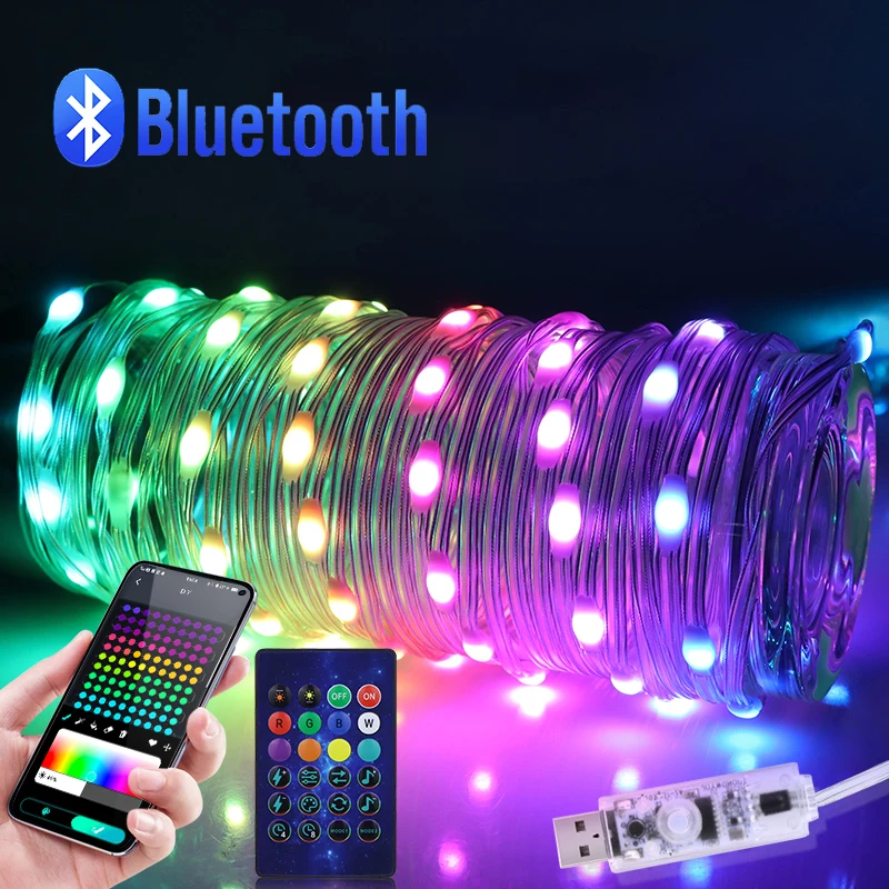 5V Weihnachten Hochzeit Party Dekoration Smart LED Lichterkette 5m 10m 20m Bluetooth App Steuerung DIY Farbe Lichterkette Beleuchtung