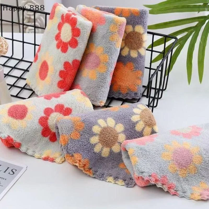 4er-Pack weiche, saugfähige Korallenvlies-Geschirrtücher – 30 x 30 cm große Sonnenblumen-Wischtücher für die Reinigung in der Küche und im Haushalt Image