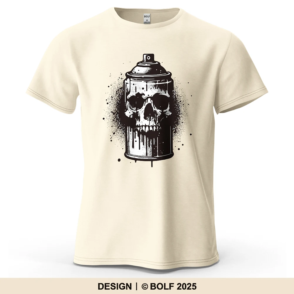Skull Spray Can Bedrucktes Herren-T-Shirt aus 100 % Baumwolle, übergroße, dunkle Grafik-T-Shirts für Damen, Tops, T-Shirts, lässige Streetwear
