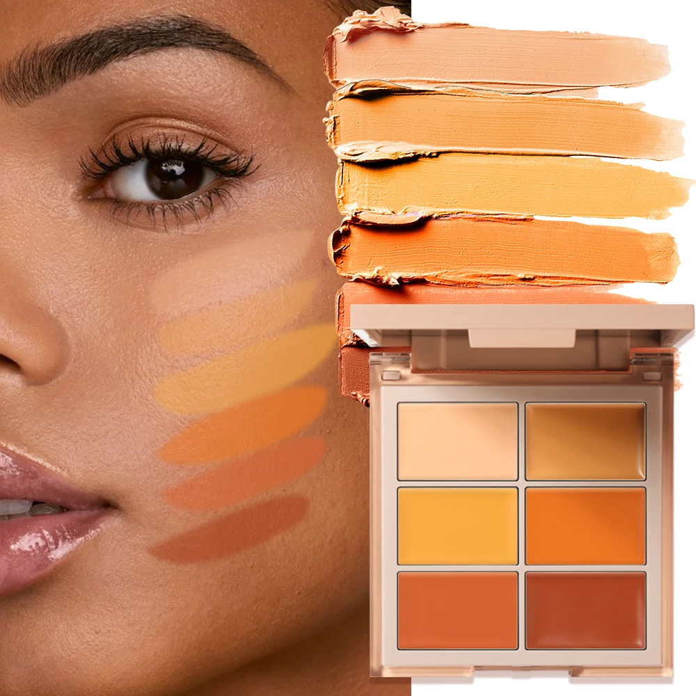 Natürliche sechsfarbige Concealer-Palette, 3 Stile zur Auswahl, natürlicher und nicht klebriger Concealer für Augenringe und Akneflecken Image