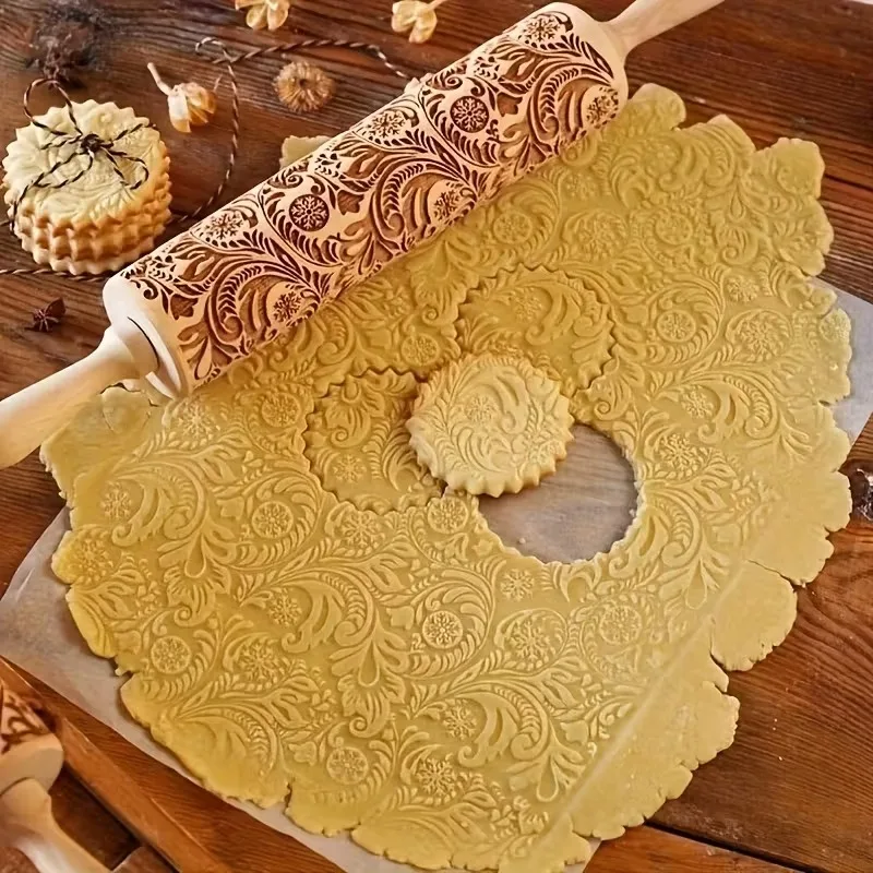 1-5PCS Weihnachten Geprägte Schneeflocke Nudelholz Urlaub Backen Werkzeug Cookie Teig Fondant Muster Küche Zubehör Geschenk Image