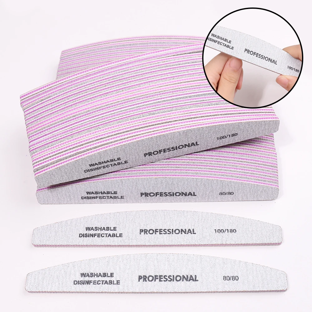 25 Stück professionelle Nagelfeilen 100/180 80/80 Set – mehrere Körnungen für Nagelformung und Pflege Image