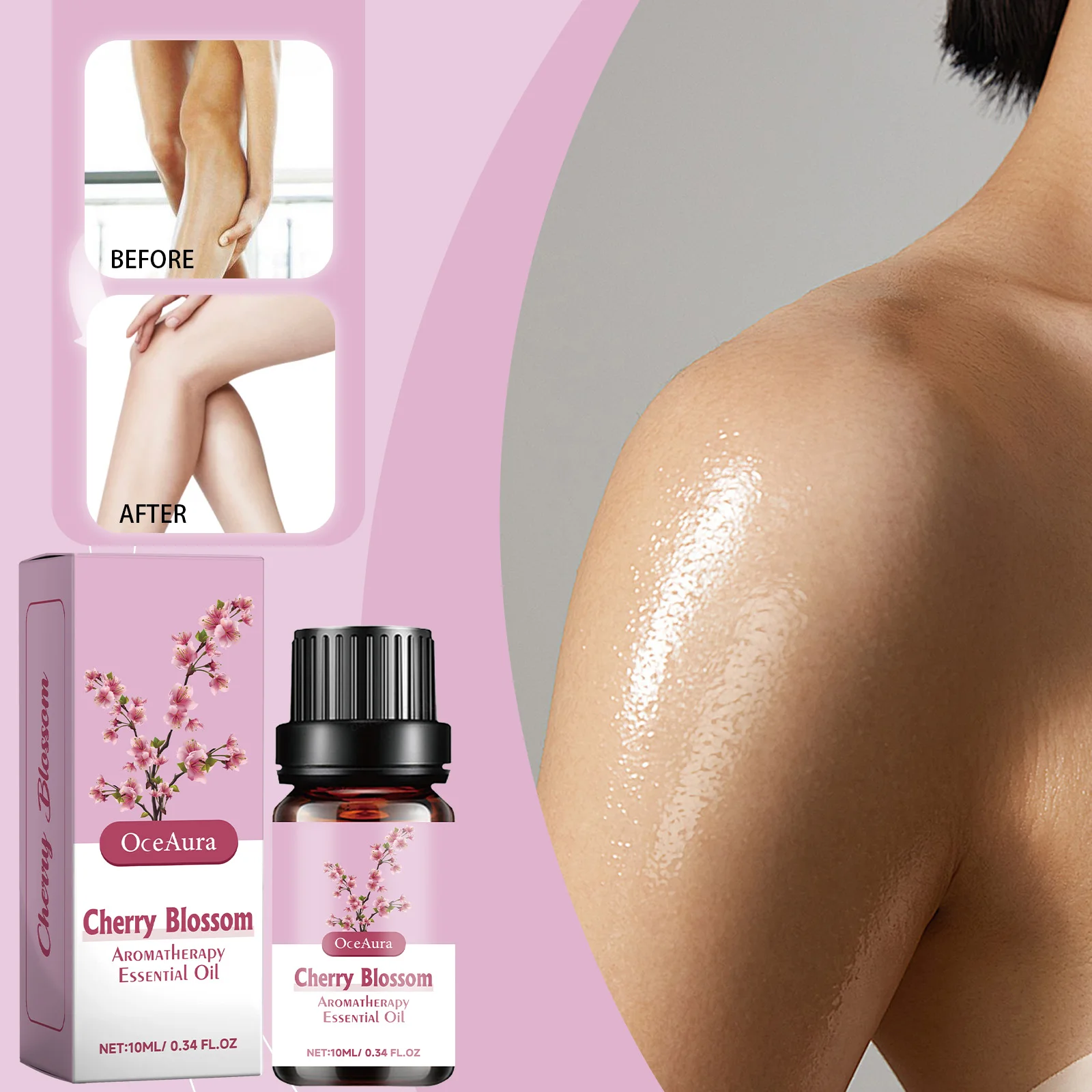 10 ml ätherisches Pflanzenöl mit Kirschblüten für Luftbefeuchter, Diffusoren, feuchtigkeitsspendende, nährende Hautessenz, entspannendes Körpermassageöl Image