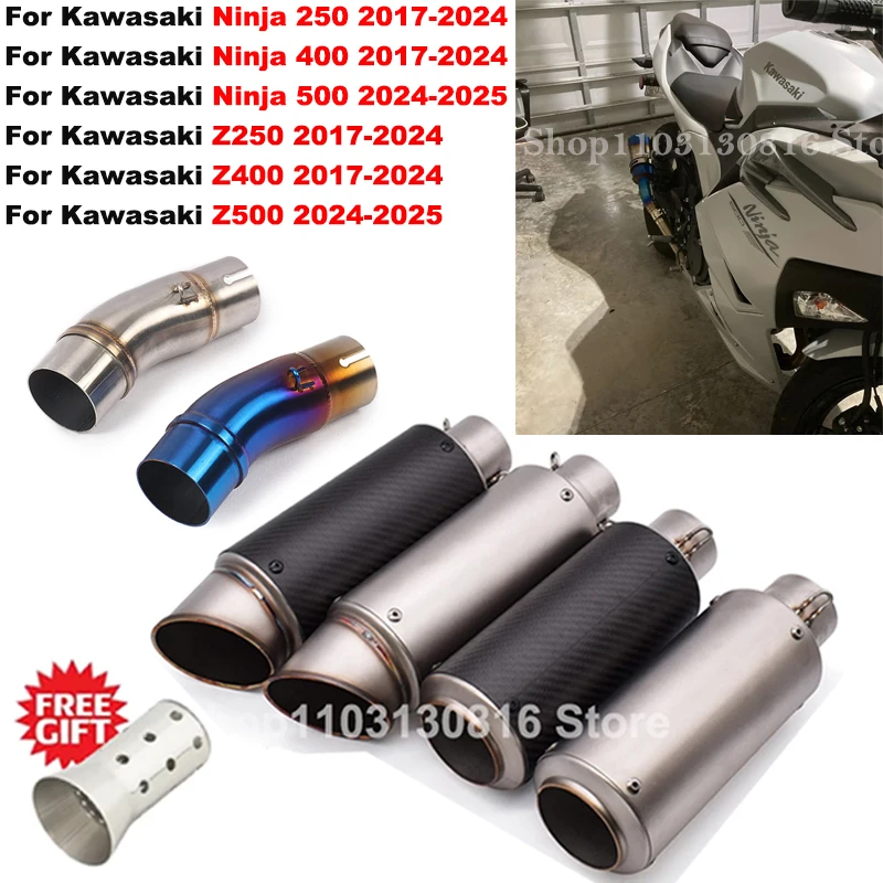 Slip On Per Kawasaki Z500 Z400 Z250 Ninja 500 400 250 EX400 2017 - 2025 Moto Di Scarico Fuga Tubo di Collegamento Silenziatore DB Killer