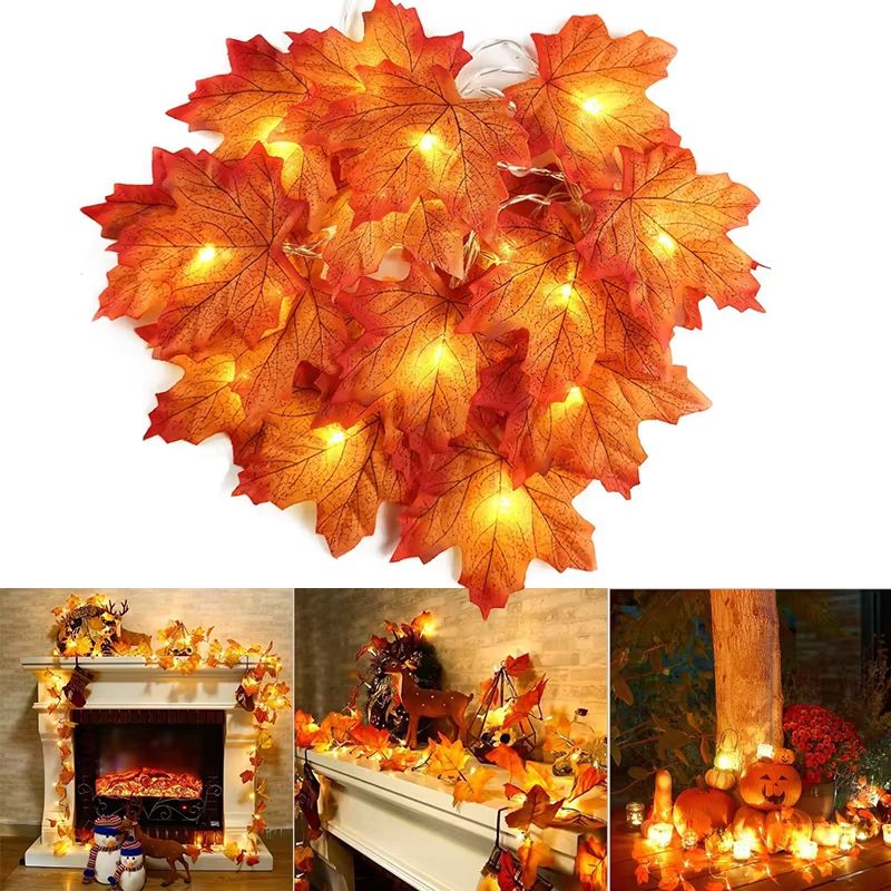 LED Maple Leaf String Lights 2M 3M 6M Artificial Leaf Garland Lantern For Christmas, Halloween & Home Party Decor 5 3m 20led usb