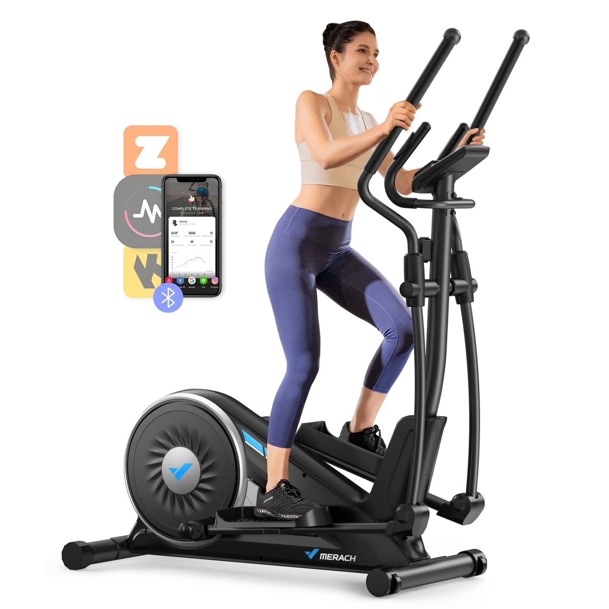 Quiet Magnetic Elliptical Trainer With Adjustable Resistance And App Support smart