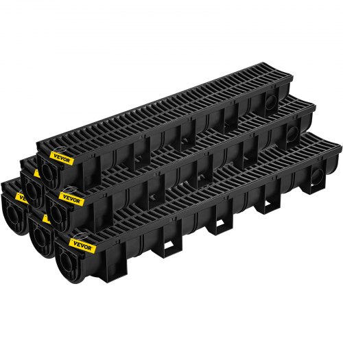 Channel Drain With Plastic Grate, HDPE Trench Drain System For Garden, Driveway, Garage, Or Patio, Plastic Floor Drain Channel Drain With Plastic Grate, HDPE Trench Drain System For Garden, Driveway, Garage, Or Patio, Plastic Floor Drain