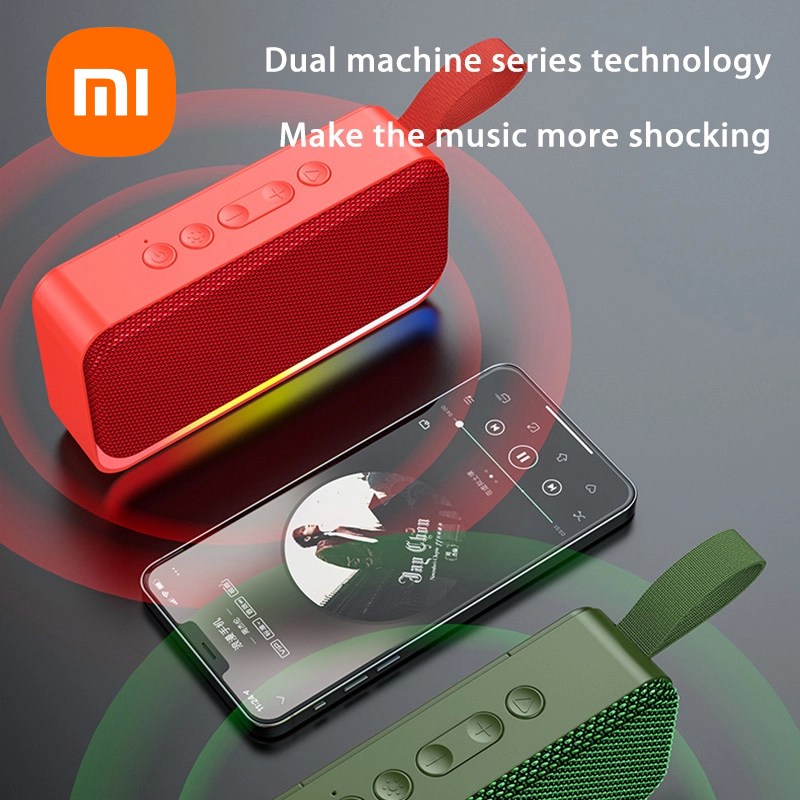 Portable Xiaomi Bluetooth Speaker Wireless RGB Light, USB Flash Drive, Card Insertion, Small Fabric Gift Speaker red
