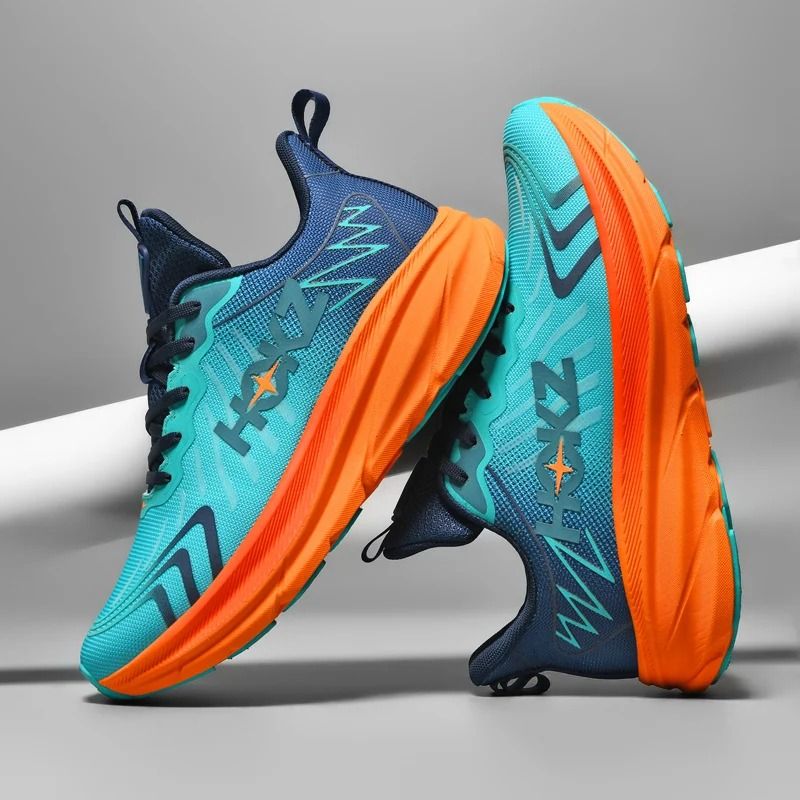 Mens Sports Running Shoes Breathable Mesh Thick Sole Outdoor Sneakers 6.5 orange