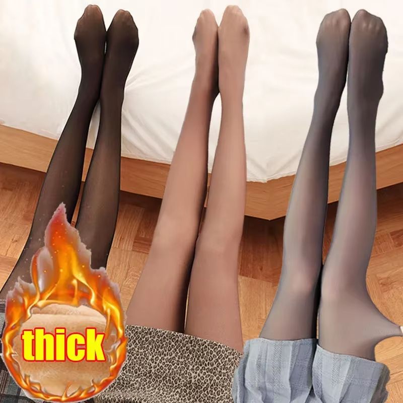 Women's Thermal Fleece Lined Leggings High Waist, Thick Plush Insulated Tights For Cozy Winter Warmth half Foot Skin 80g No Fleece