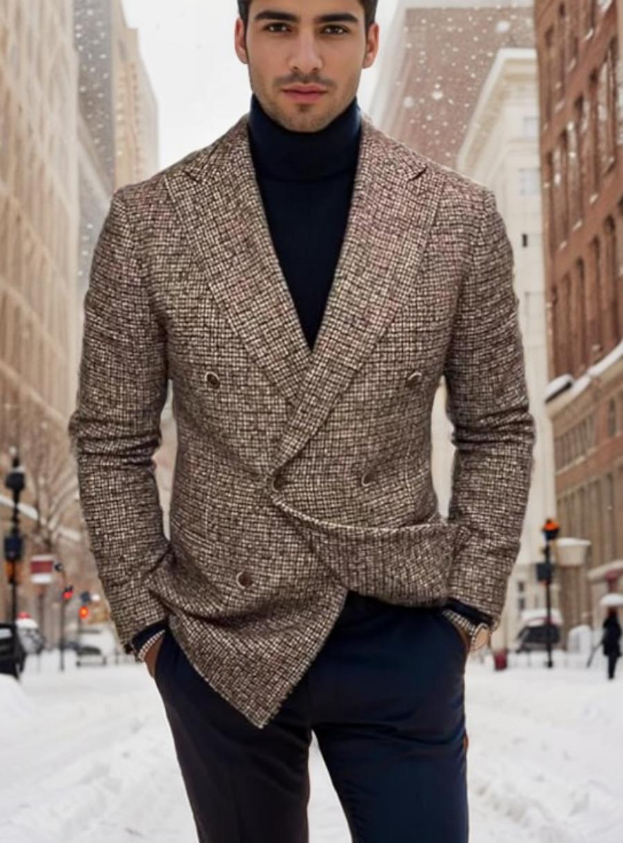 Modern Slim Fit Blazer For Men, Versatile Sport Coat, Casual Business Suit Jacket, Comfortable And Breathable brown xxl