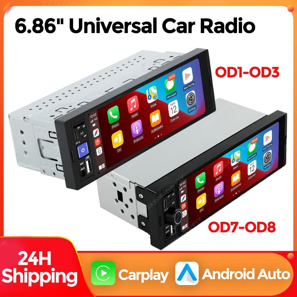 MEKEDE 686 Inch 1Din Carplay Android Auto MP5 Car Radio wireless Carplay
