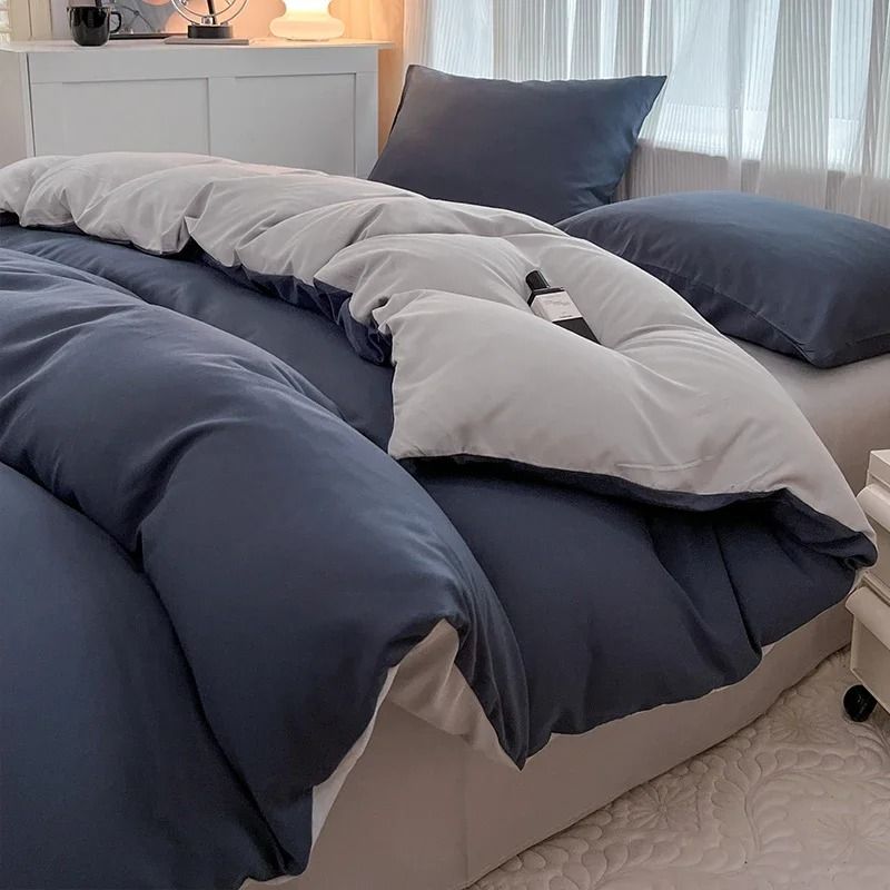 Solid Color 4 Piece Brushed Fabric Bedding Set With Duvet Cover, Bed Sheet, And Pillowcases cover 150x220cm 4pcs set 1