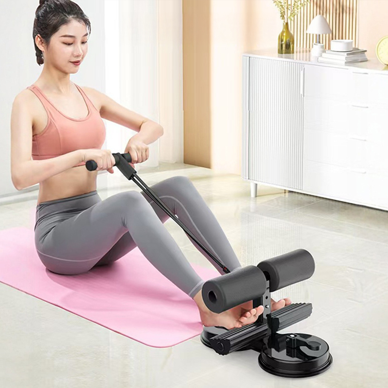 Sit Up Assistant With Elastic Drawstring Core, AB Trainer Aids Double Suction Cup Core Strength Training Workout Fitness pink