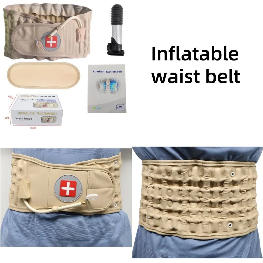 Inflatable Waist Brace Lumbar Support Belt For Back Pain And Herniation Relief khaki silver Pump