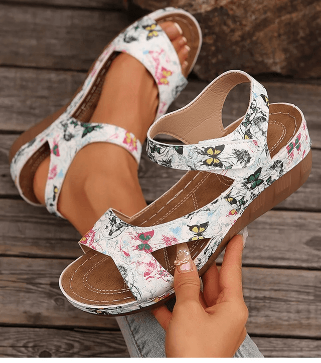 Womens Summer Wedge Sandals Soft Casual Heeled Sandals 10 flower
