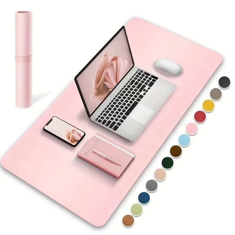 Large PU Leather Desk Protector Mat Waterproof Mouse Pad For Office And Gaming pink