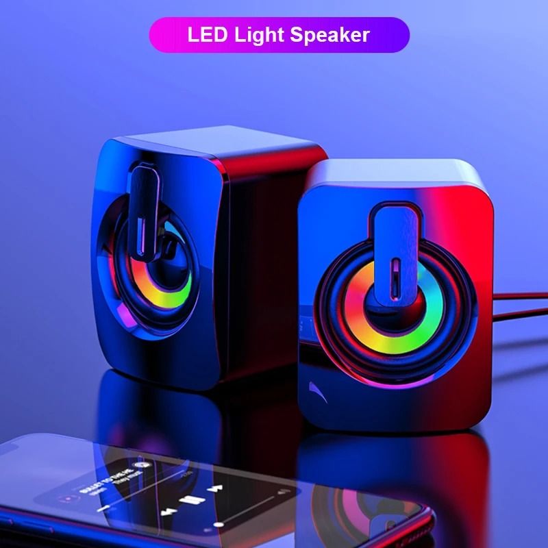 USB Wired Computer Speakers With HiFi Stereo Sound, LED Light, And Microphone USB Wired Computer Speakers With HiFi Stereo Sound, LED Light, And Microphone