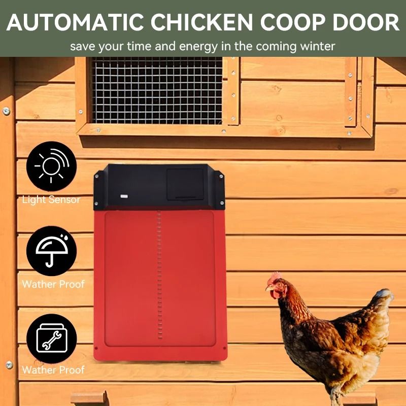 Automatic Chicken Coop Door Opener With Light Sensor And Waterproof Battery Power brown Unmarked